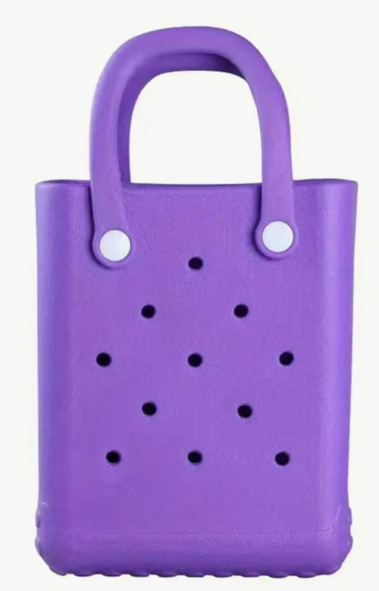 Mini Rubber Tote Bag Purple