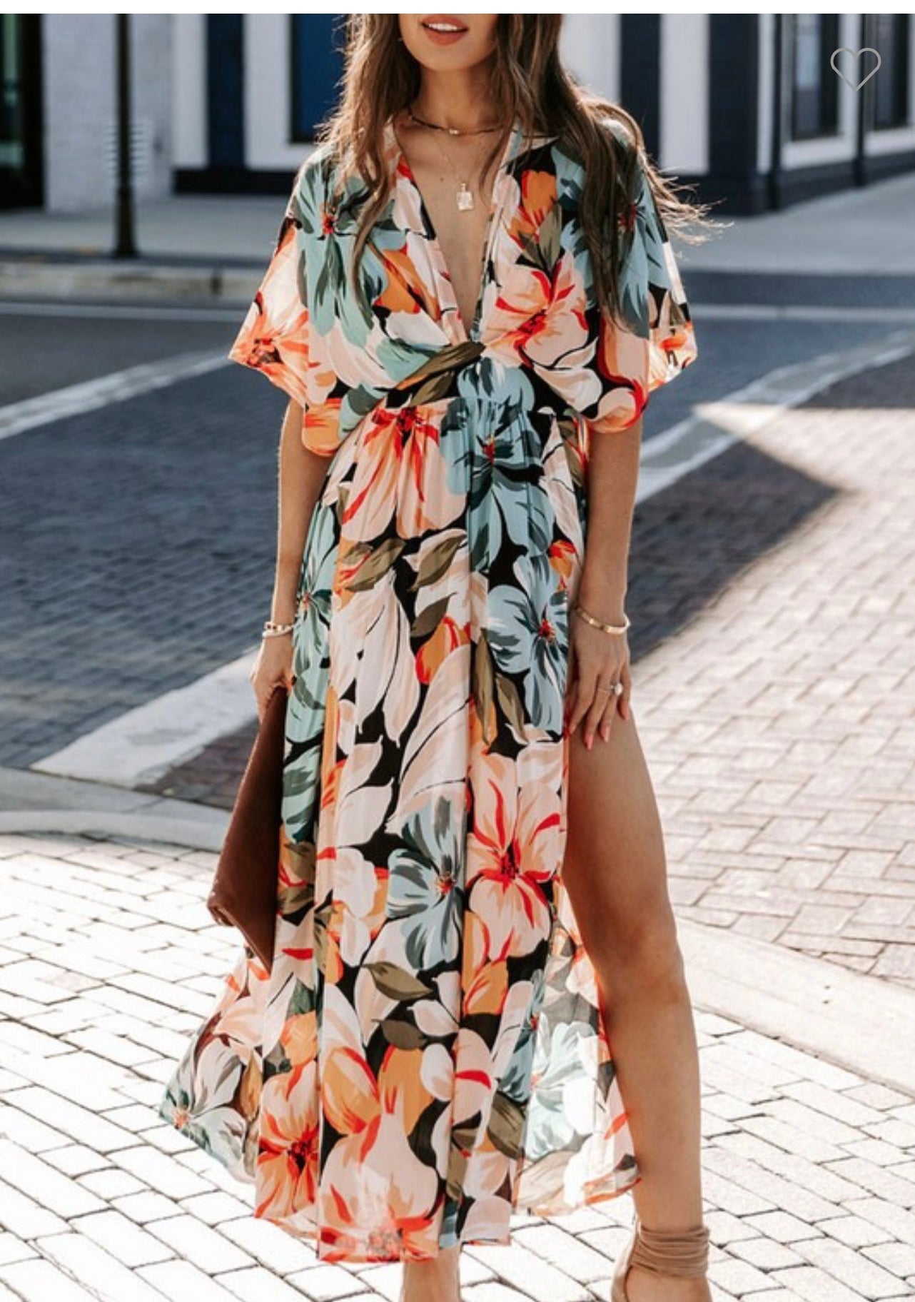 Floral Dress With Slit – KM Bella Boutique
