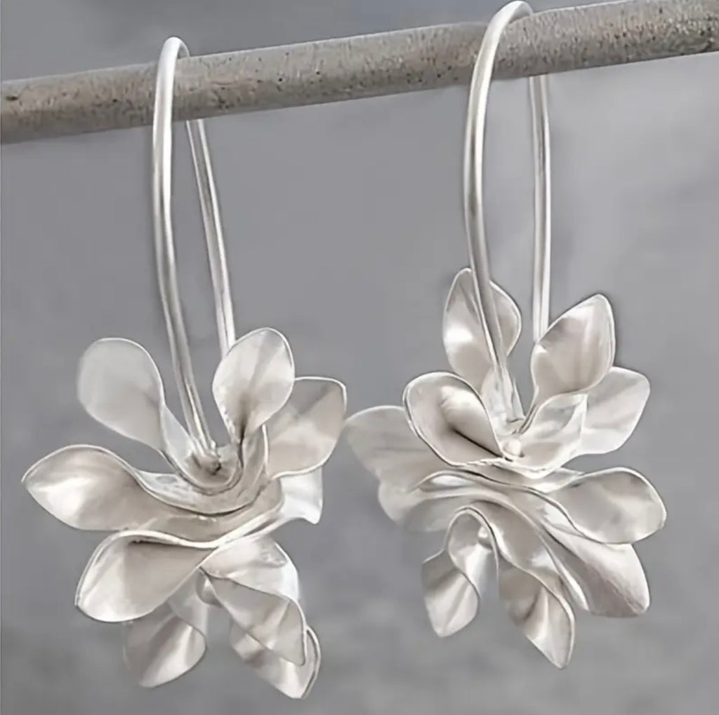 Silver flower earrings