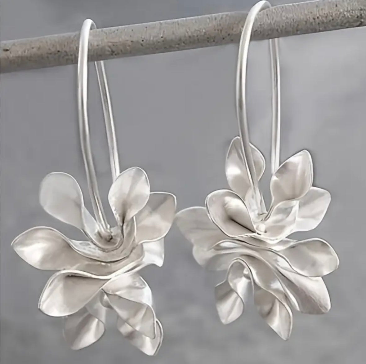 Silver flower earrings