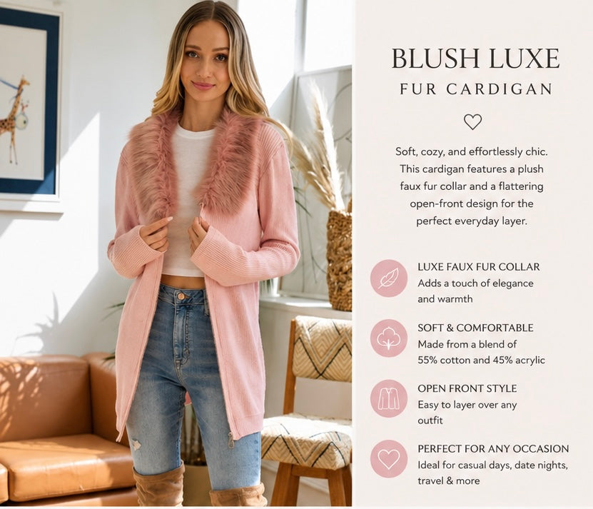 Blush Luxe Fur Cardigan