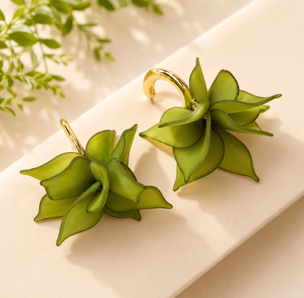 Sage Bloom Hoops