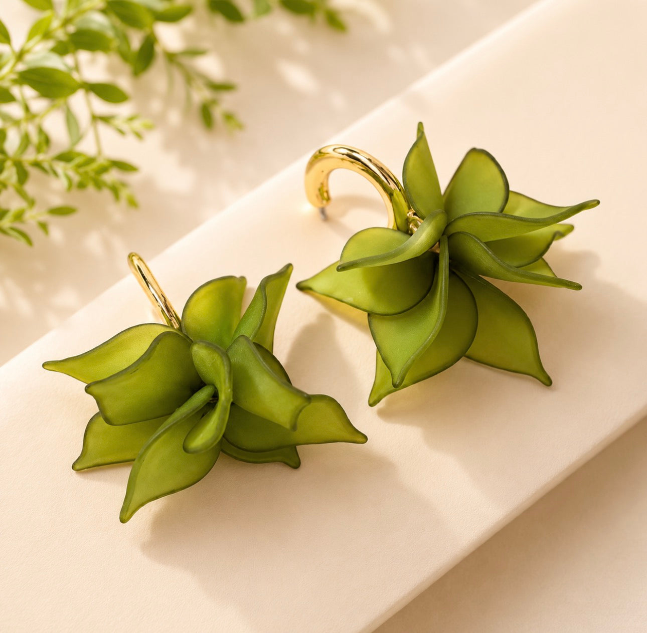 Sage Bloom Hoops
