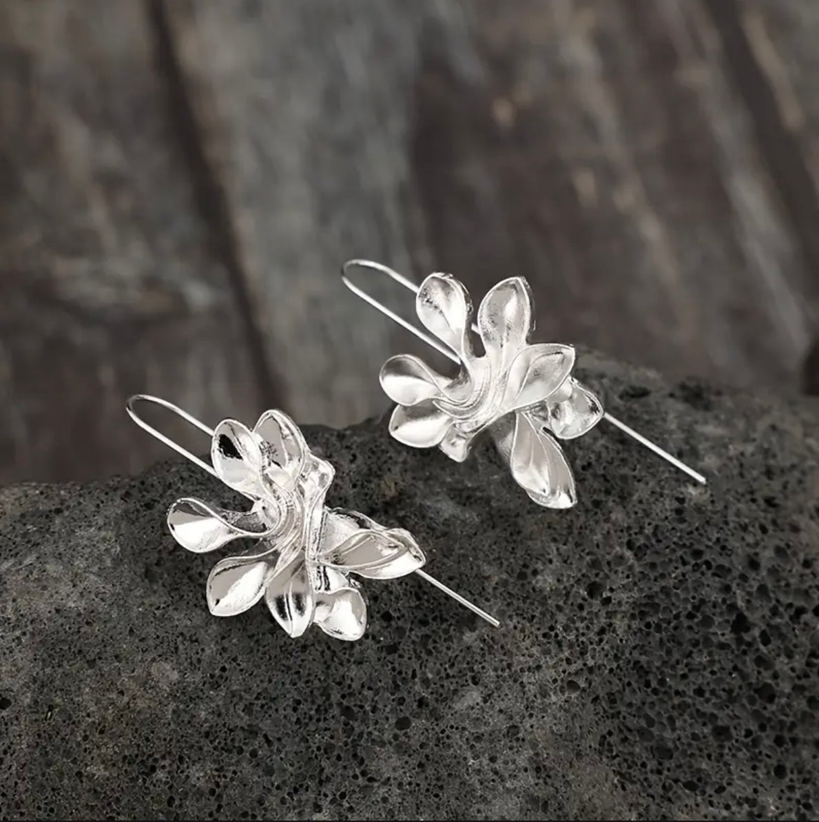 Silver flower earrings