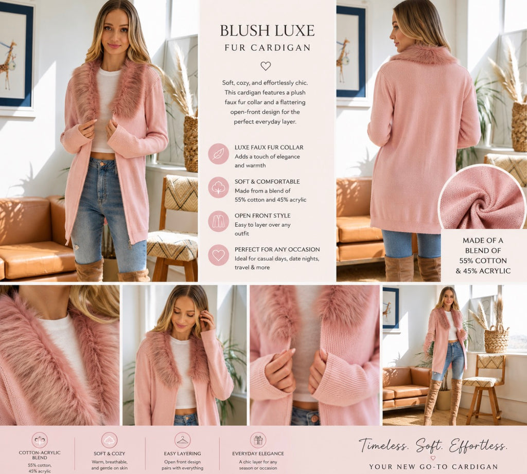 Blush Luxe Fur Cardigan