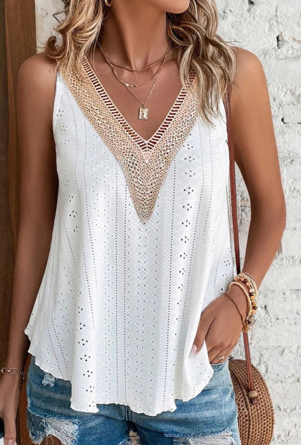 Ivory Grace Eyelet Tank