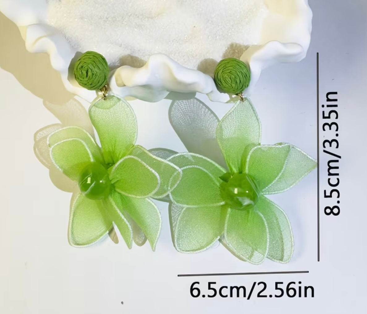 Green Mesh Floral Earring