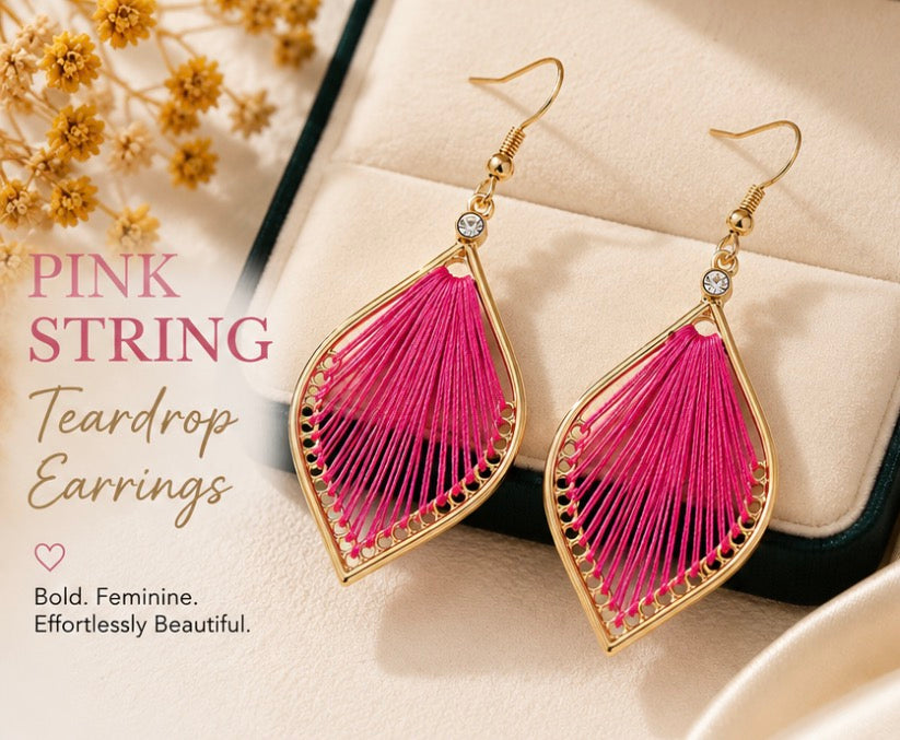 Pink String Teardrop earrings