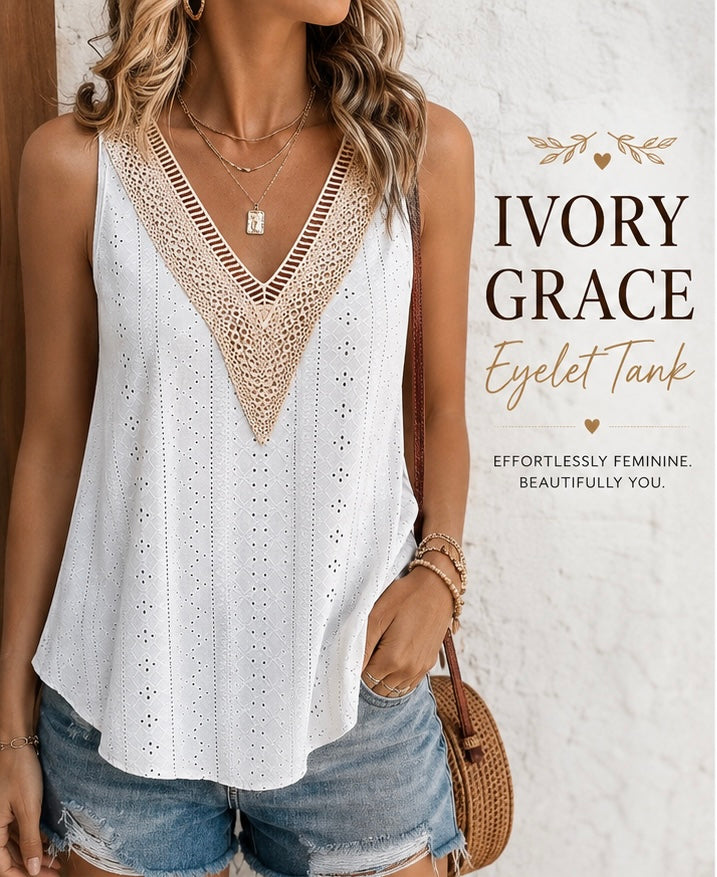 Ivory Grace Eyelet Tank