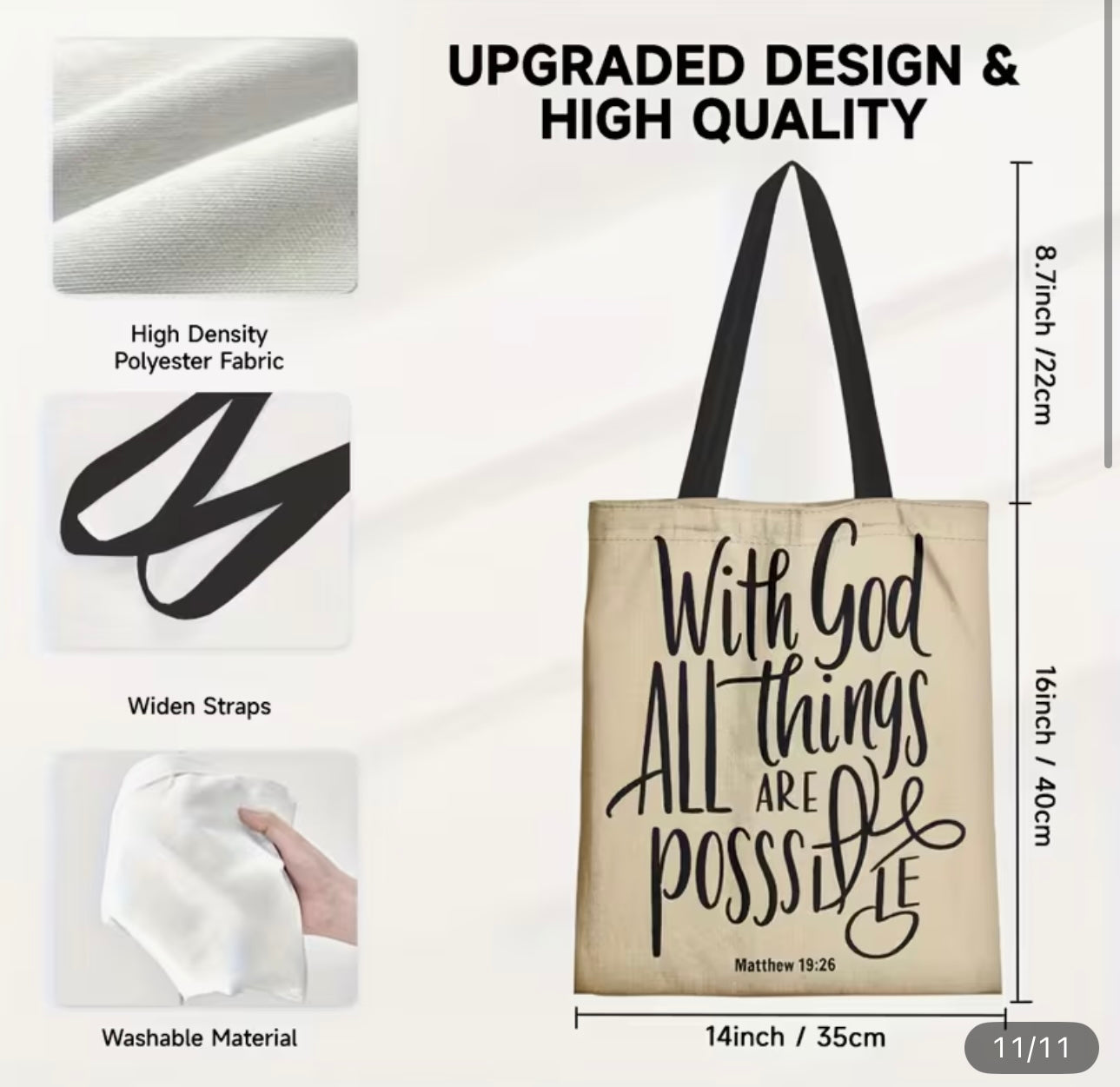 With God All Things Are Possible Tote Bag.