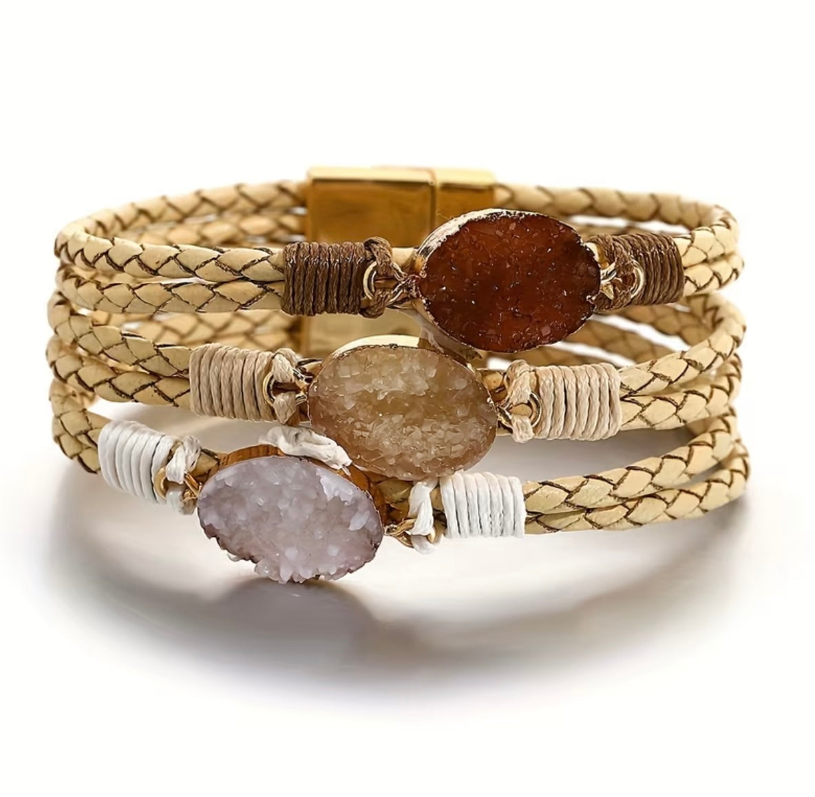 Bohemian Triple Stone Wrap Bracelet.