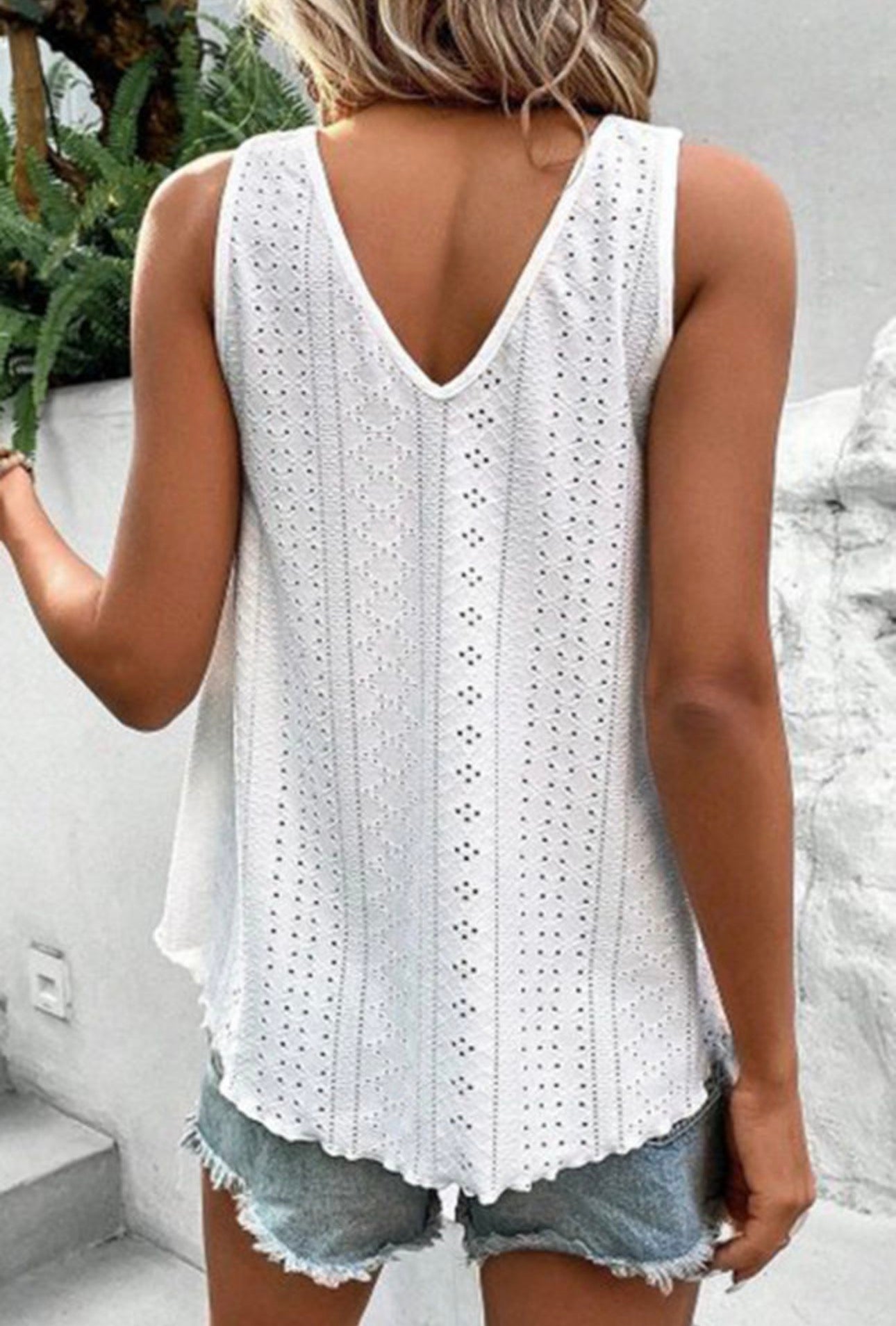White Lace V Top