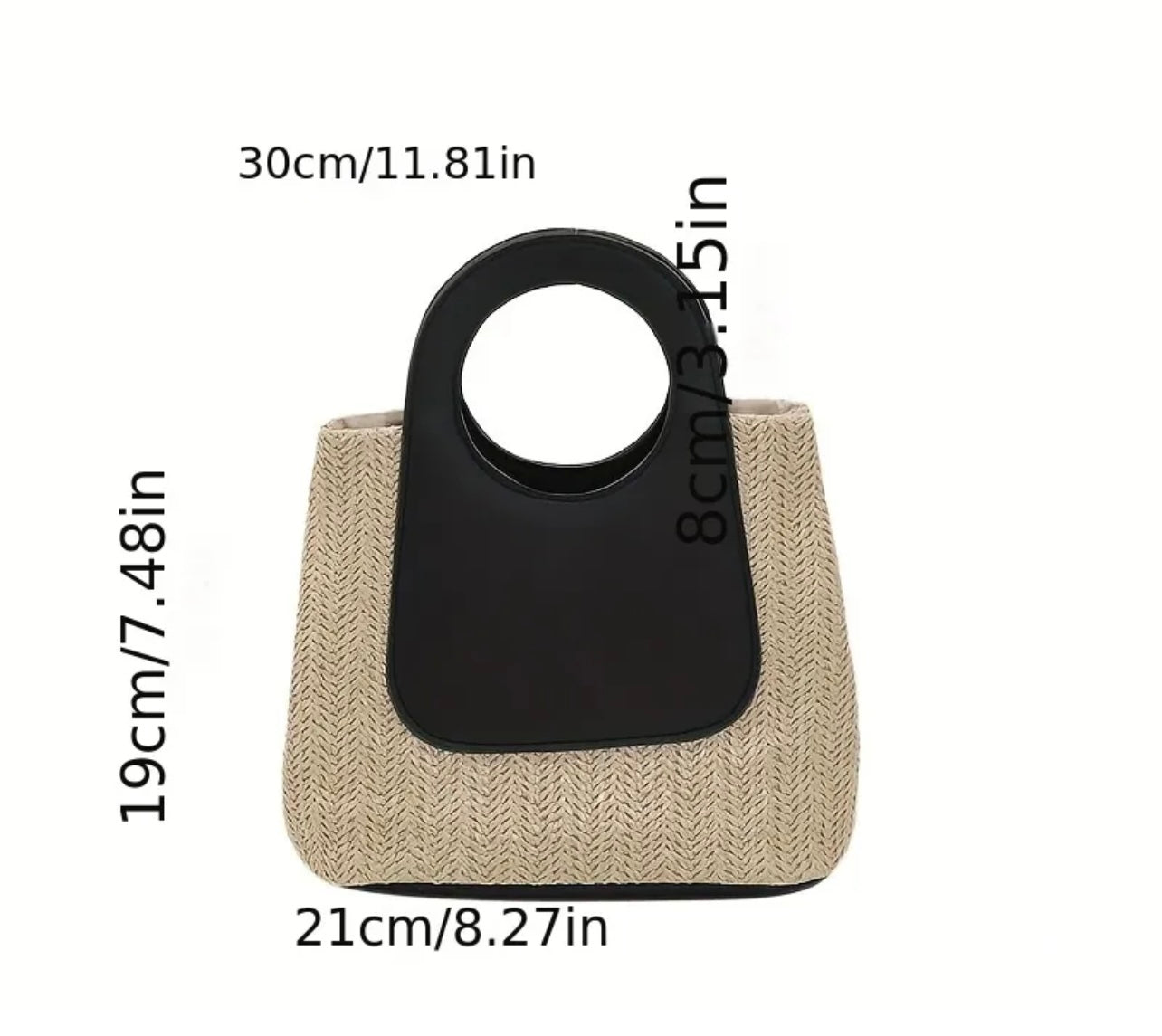 Retro Color Contrast Straw Bag