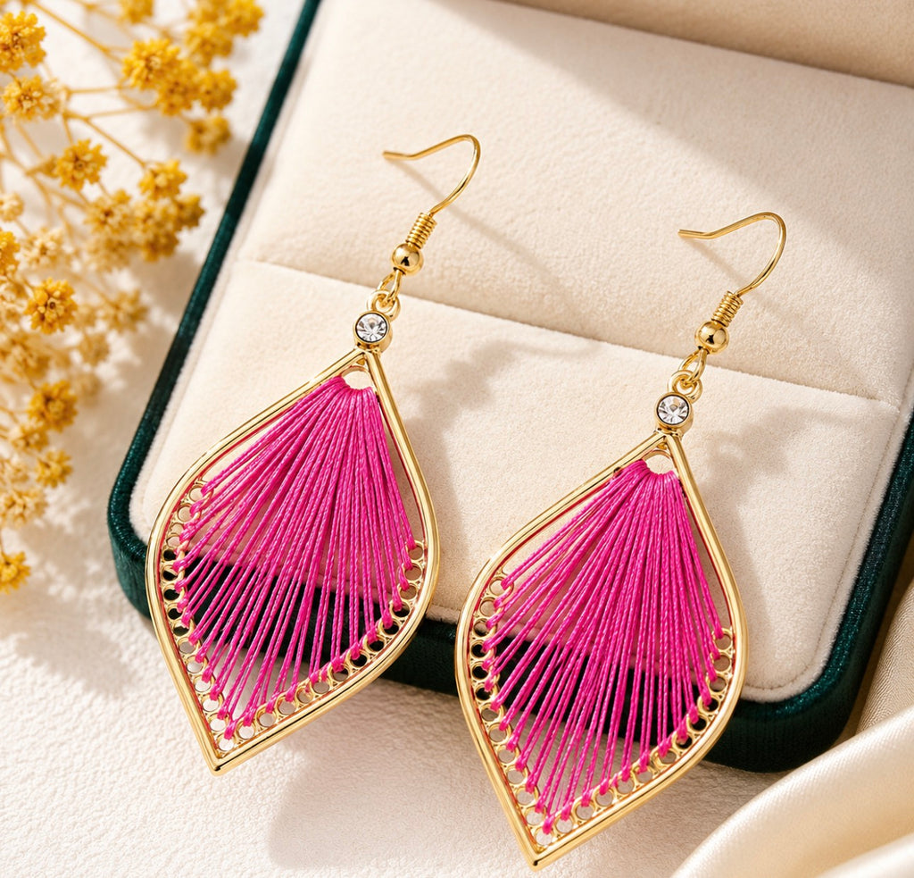 Pink String Teardrop earrings
