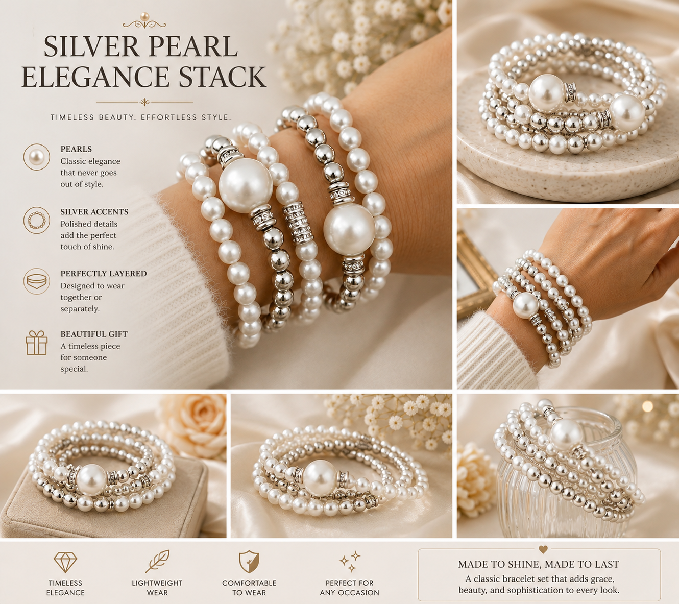 Silver Pearl Elegance Stack