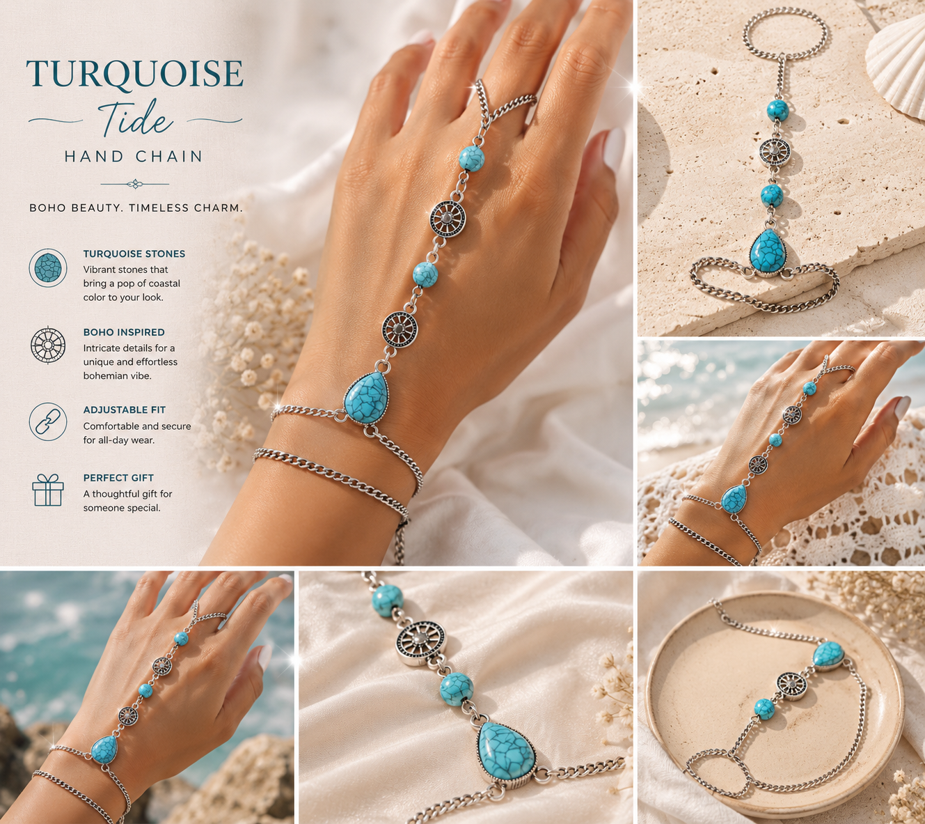 Turquoise Tide Hand Chain