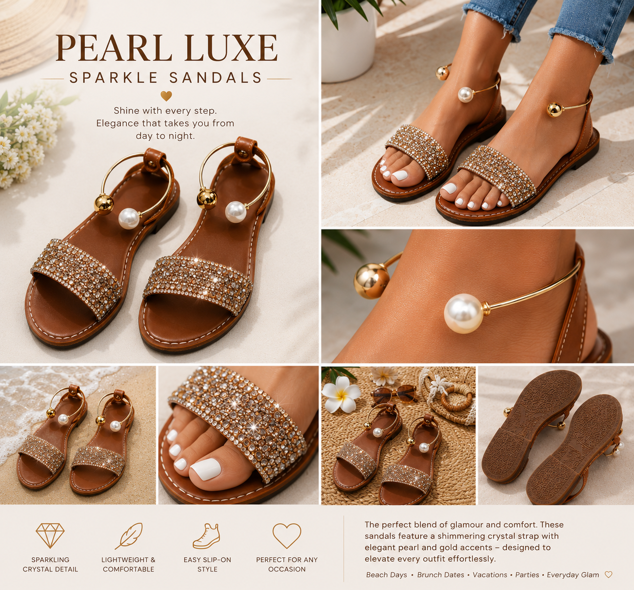 Pearl Luxe Sparkle Sandals