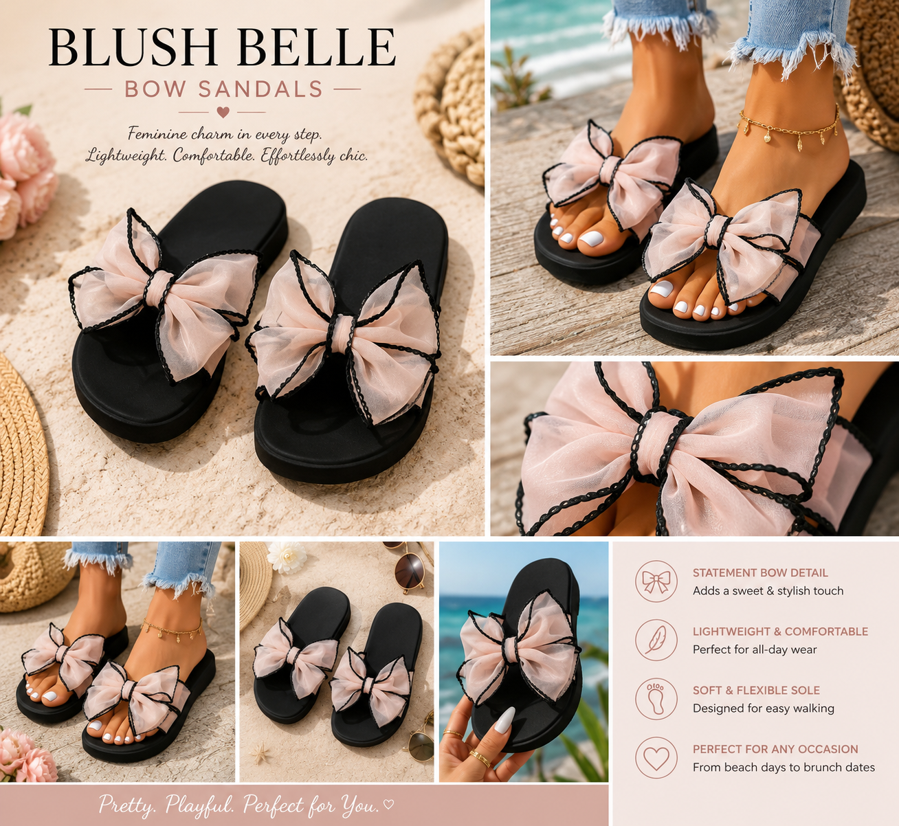 Blush Belle Bow Sandals