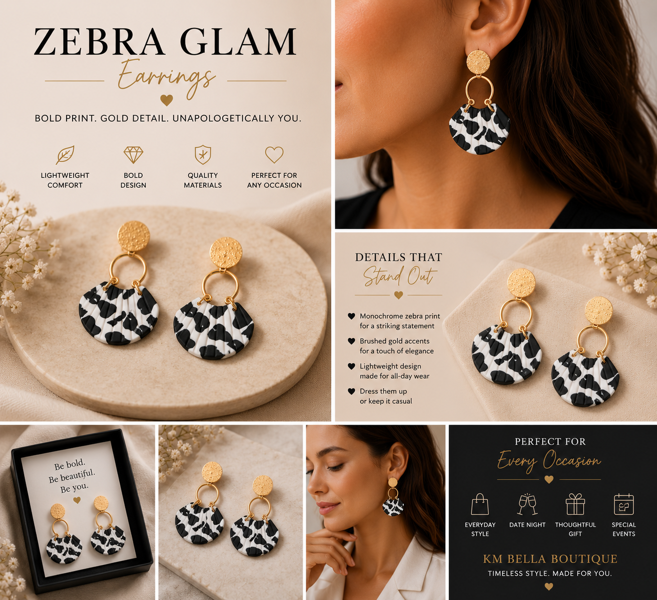 Zebra Glam Earrings
