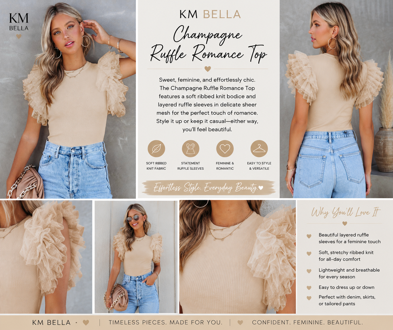 Champagne Ruffle Romance Top