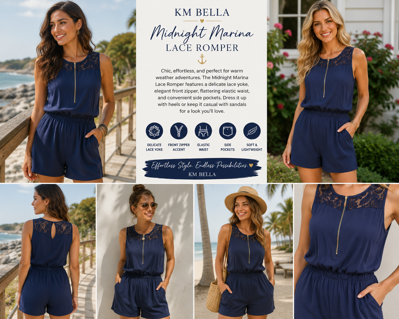 Midnight Marina Lace Romper