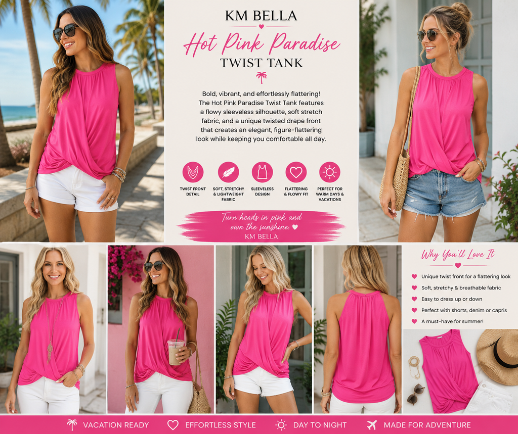 Hot Pink Paradise Twist Tank