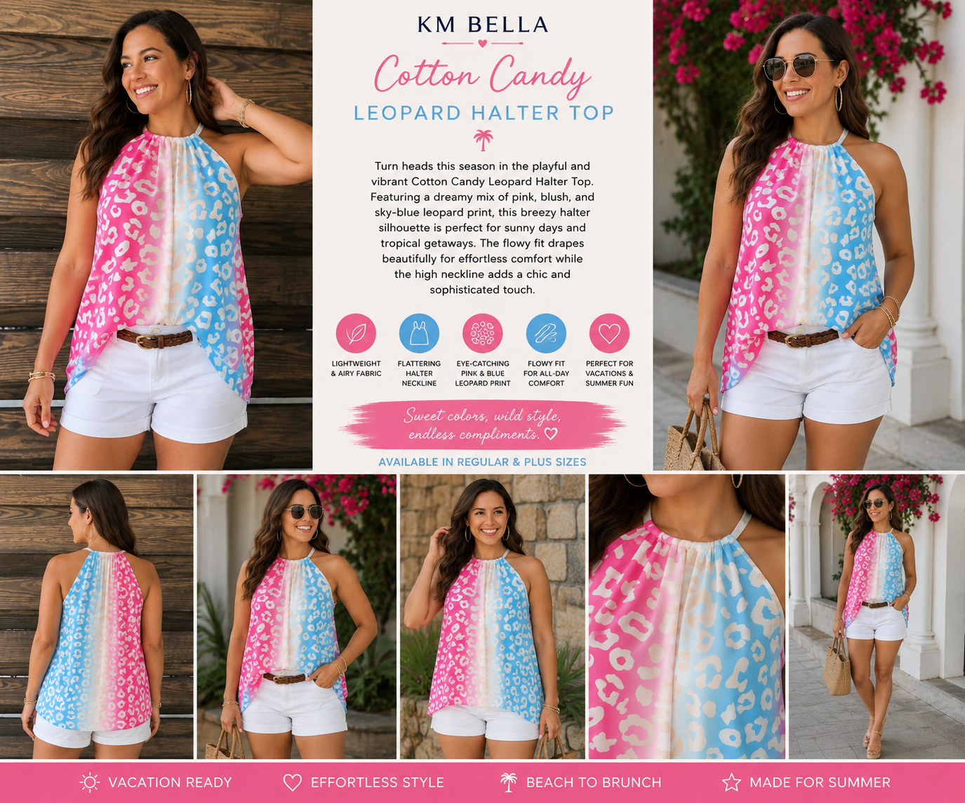 Cotton Candy Leopard Halter Top