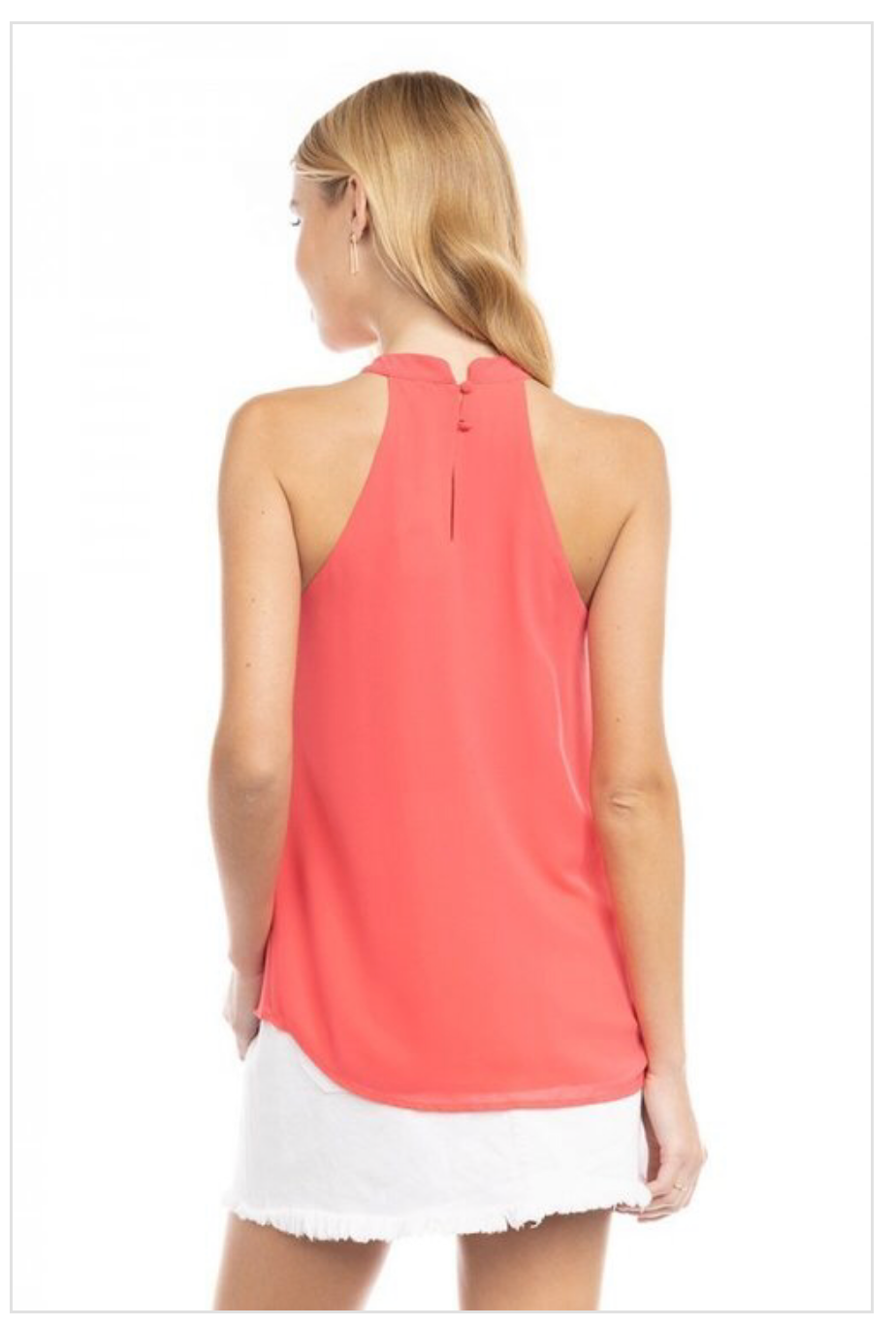 sleeveless ruffle halter top