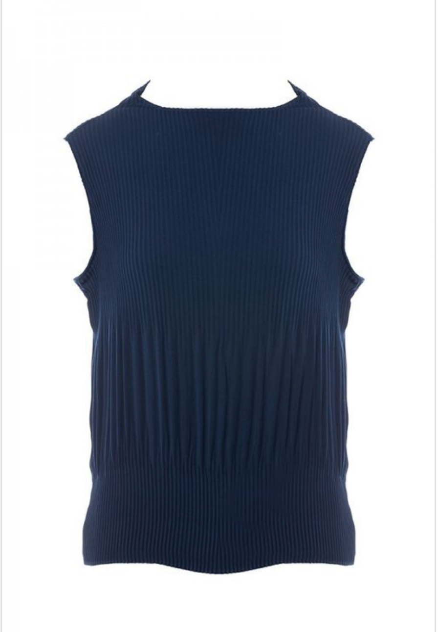 Pleated Mock Neck Top