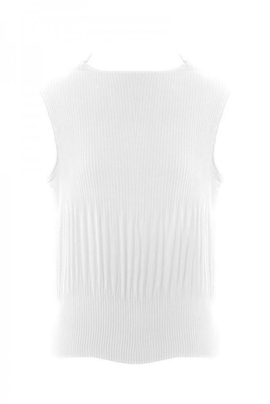 Pleated Mock Neck Top