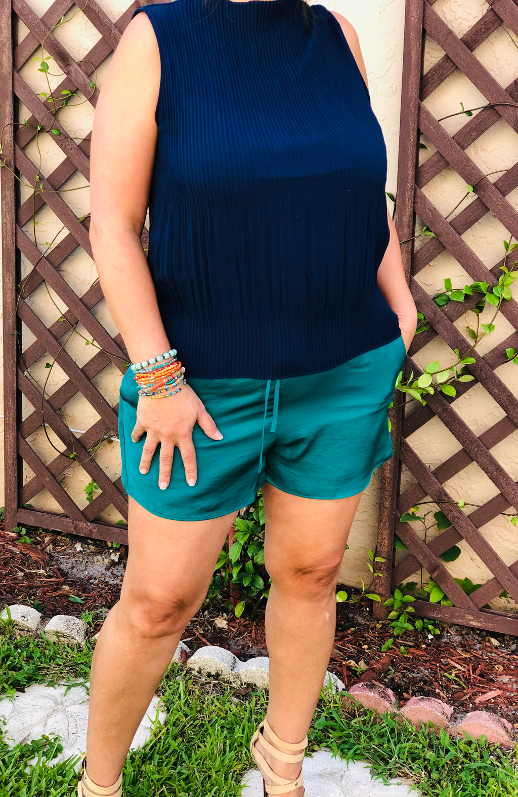 Pleated Mock Neck Top