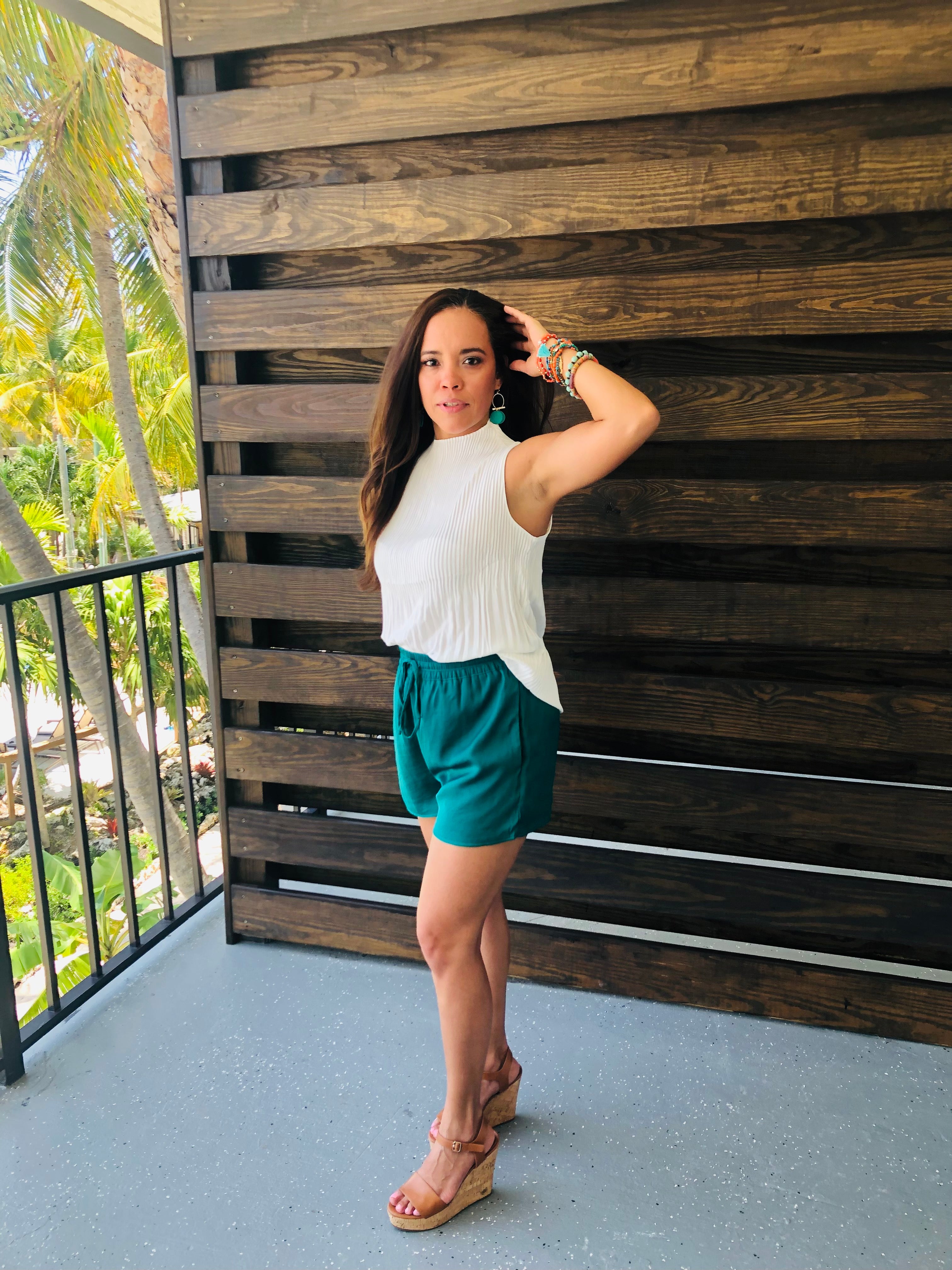 Pleated Mock Neck Top