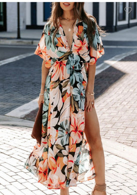 floral dress with slit