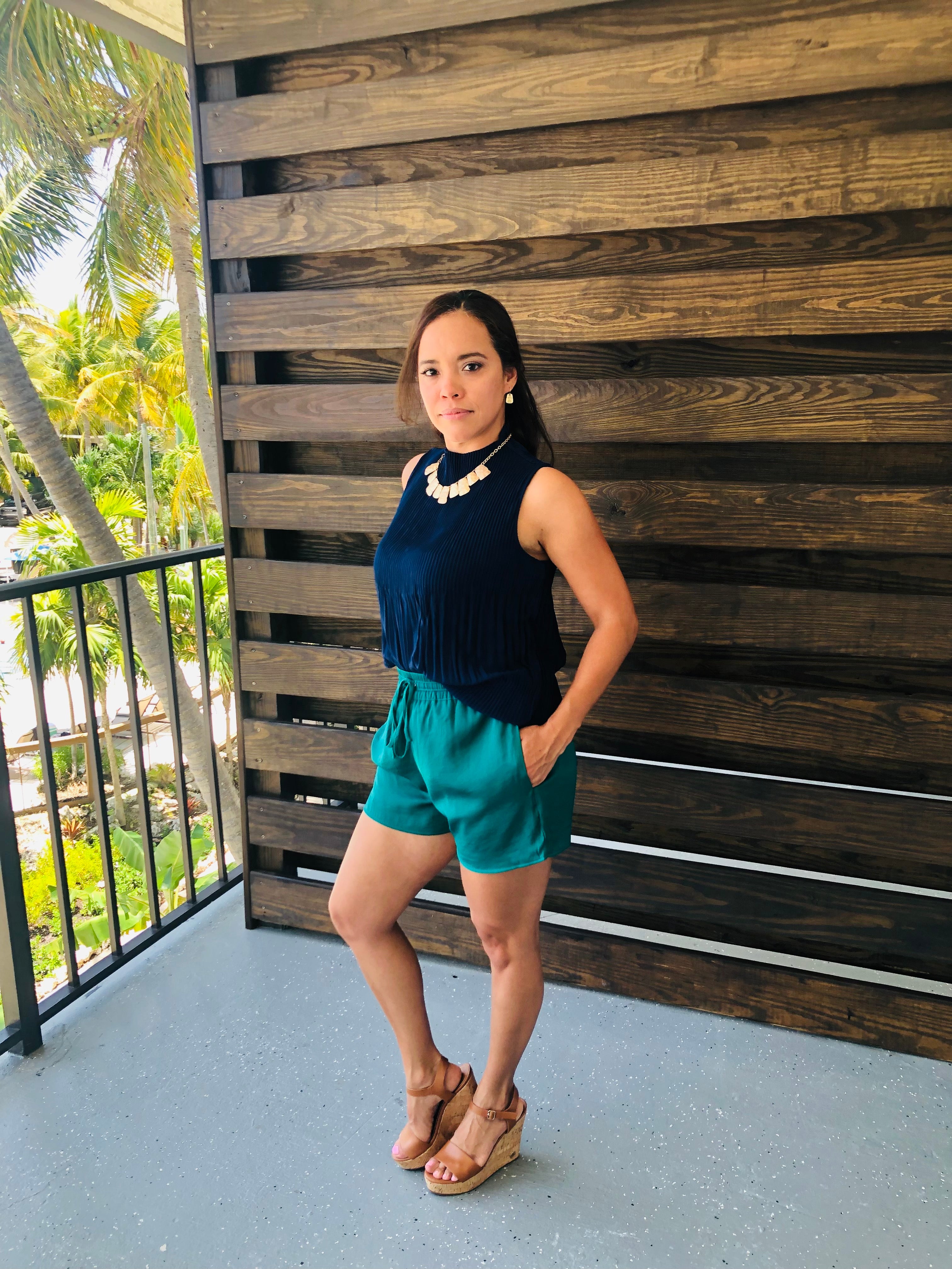 Pleated Mock Neck Top