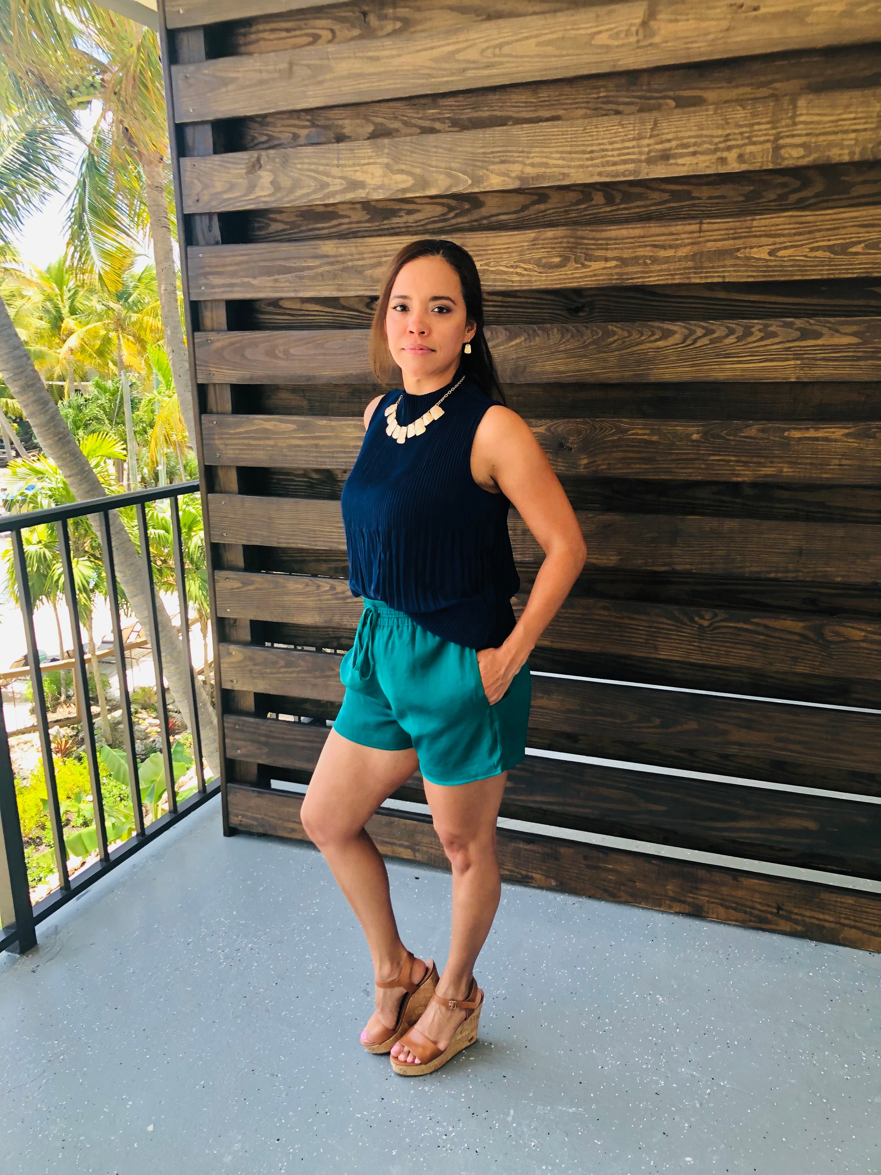 Pleated Mock Neck Top