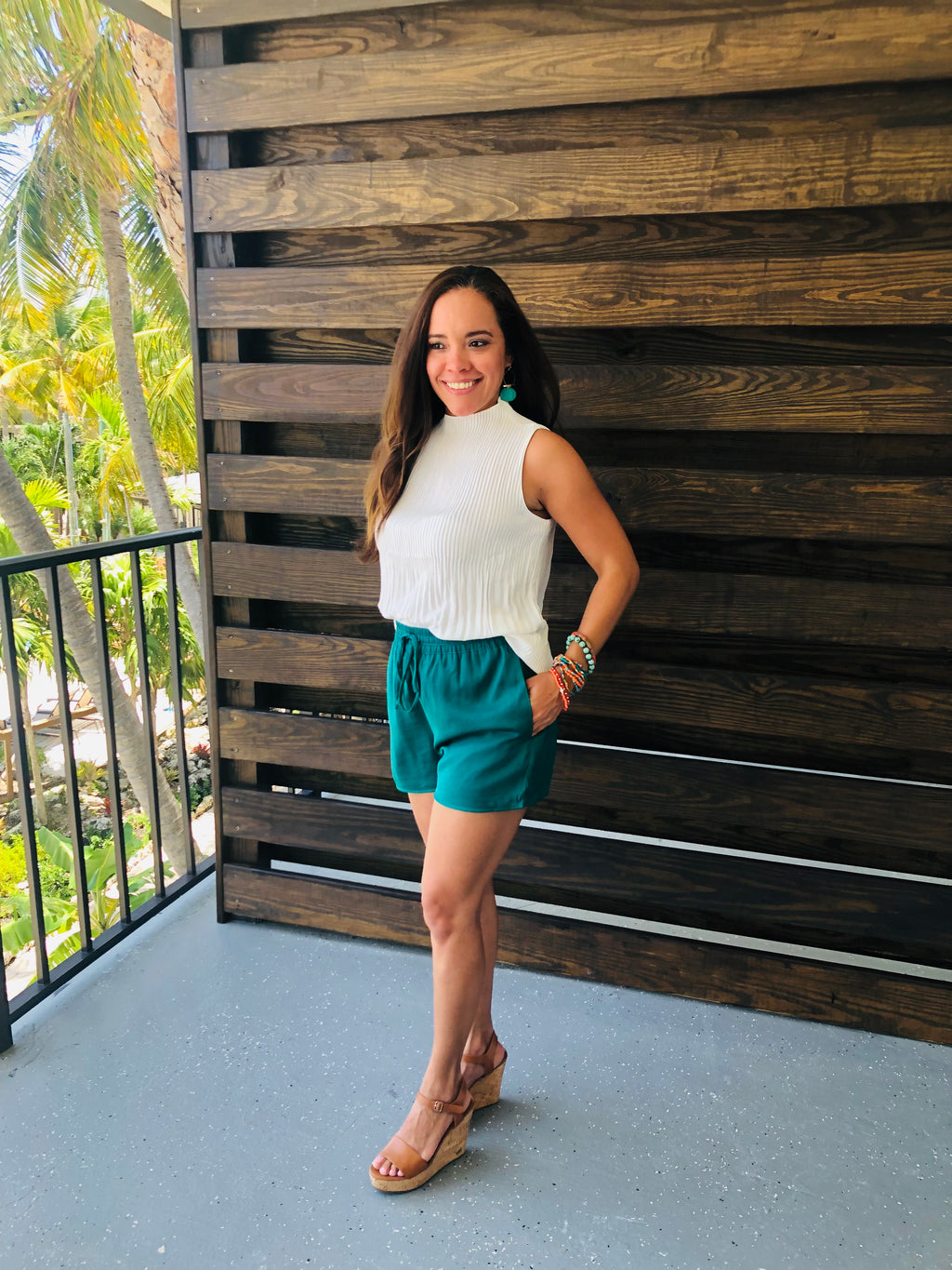 Pleated Mock Neck Top