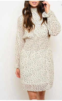 geo print long sleeve dress