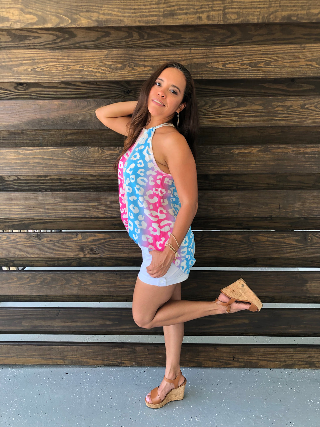 Leopard Woven Halter Neck Top