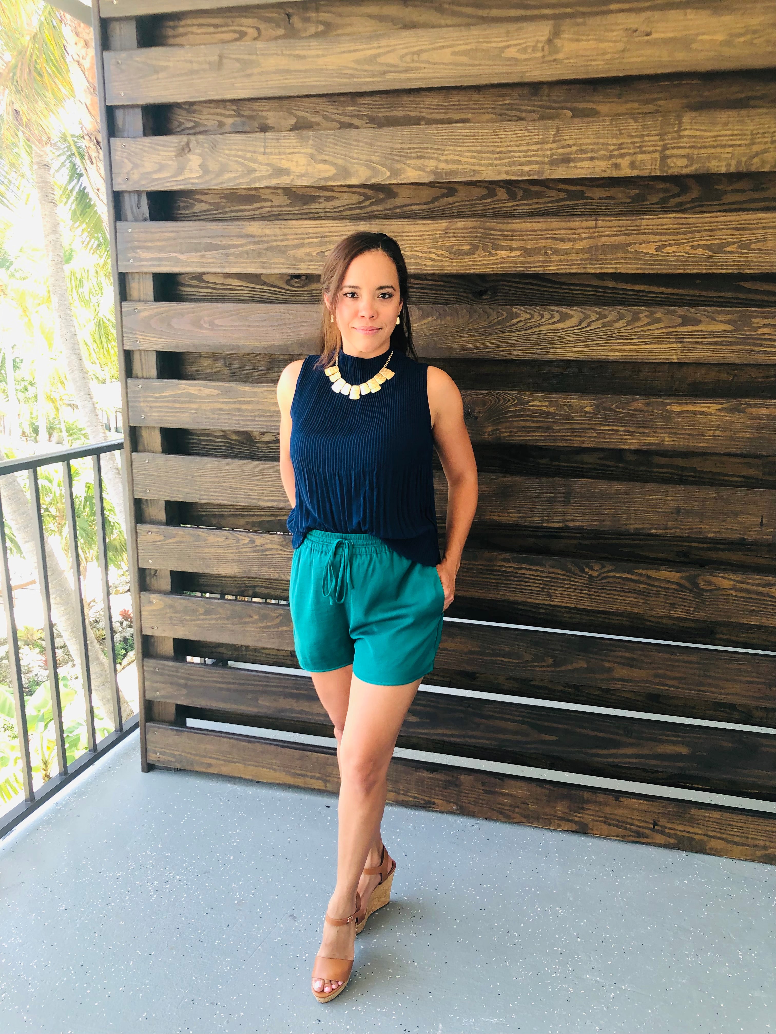 Pleated Mock Neck Top