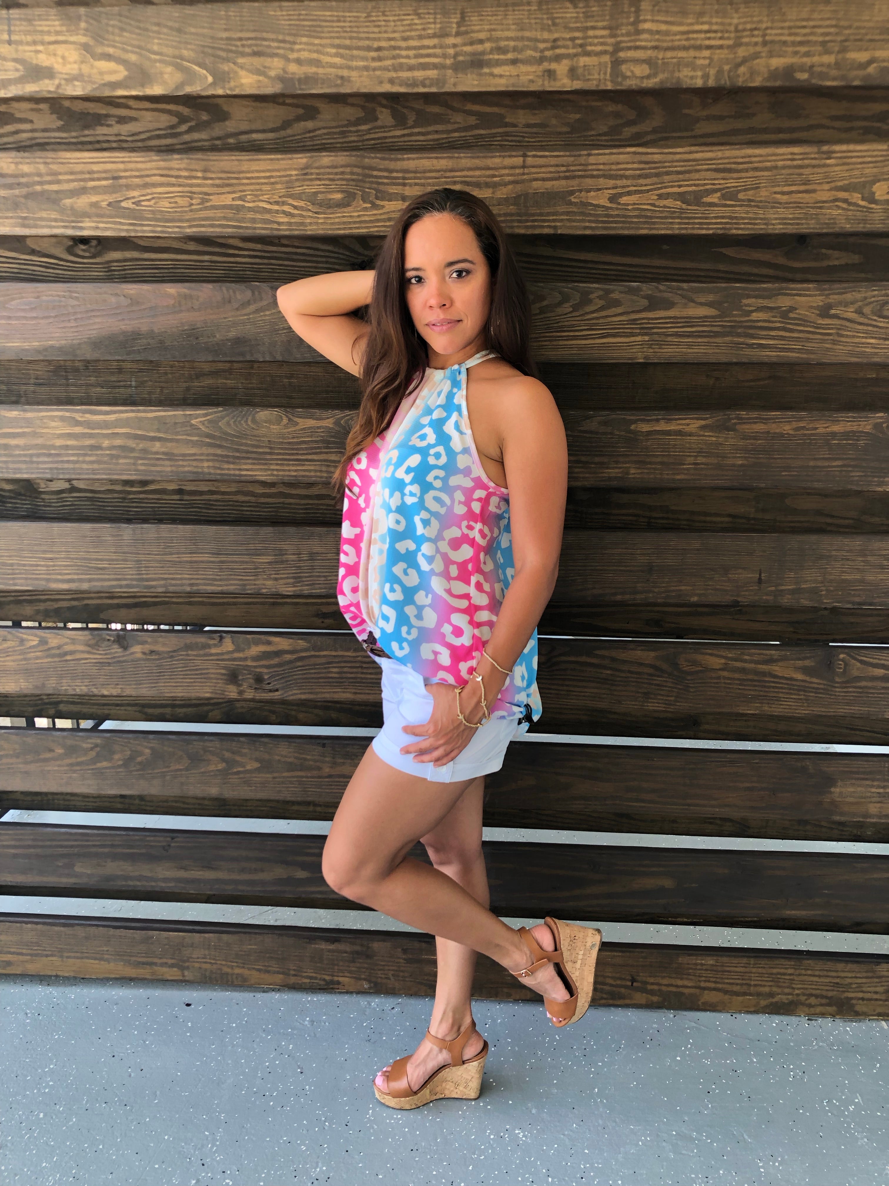 Leopard Woven Halter Neck Top