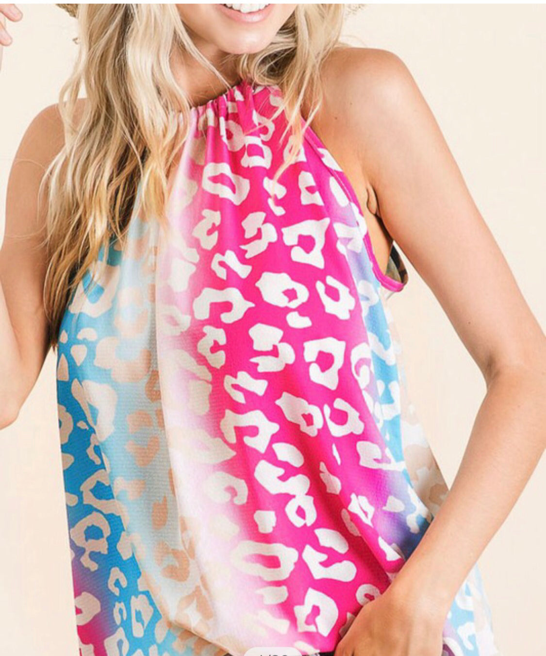 Leopard Woven Halter Neck Top