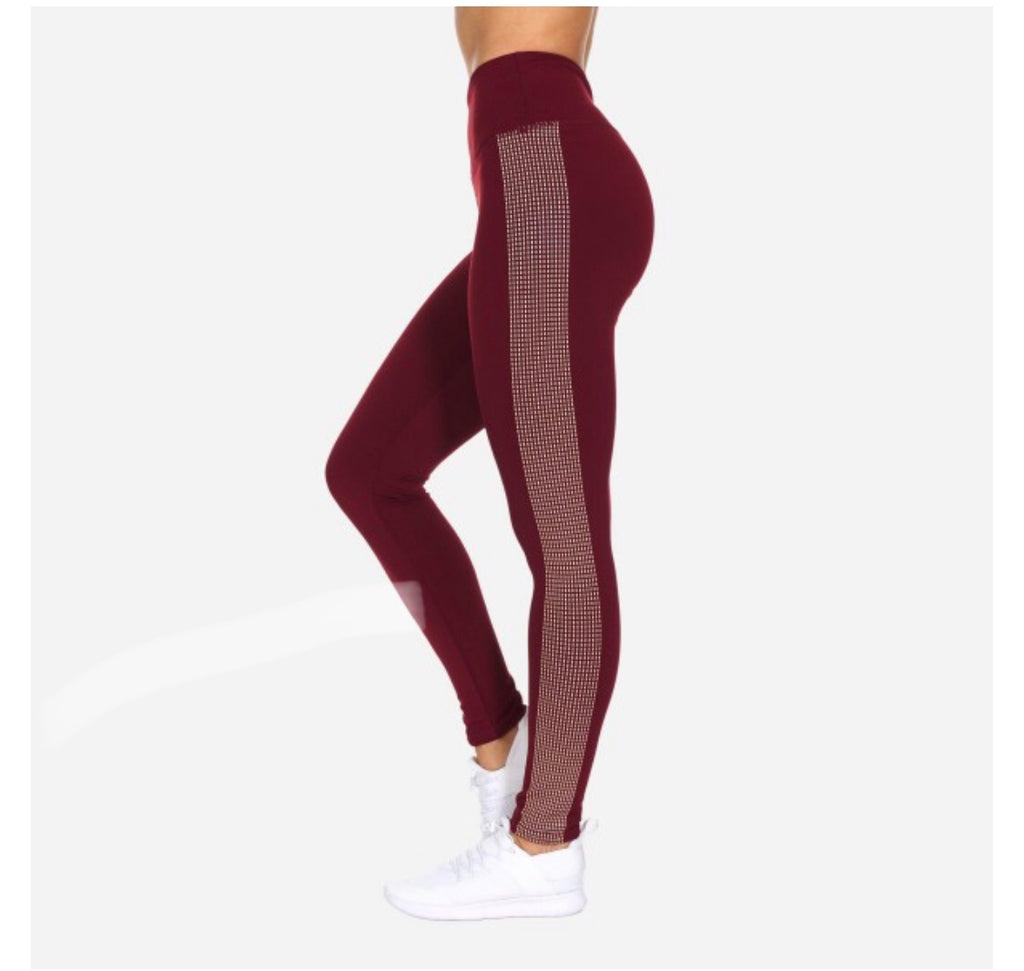 Burgundy Blaze Mesh Leggings