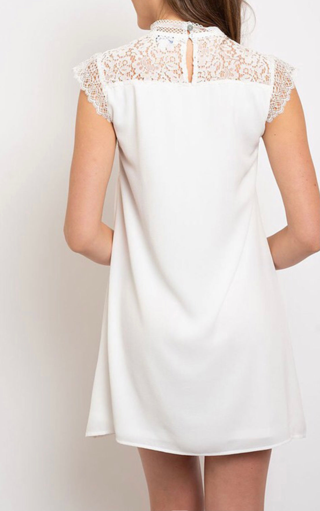 Lace Sleeve White Dress