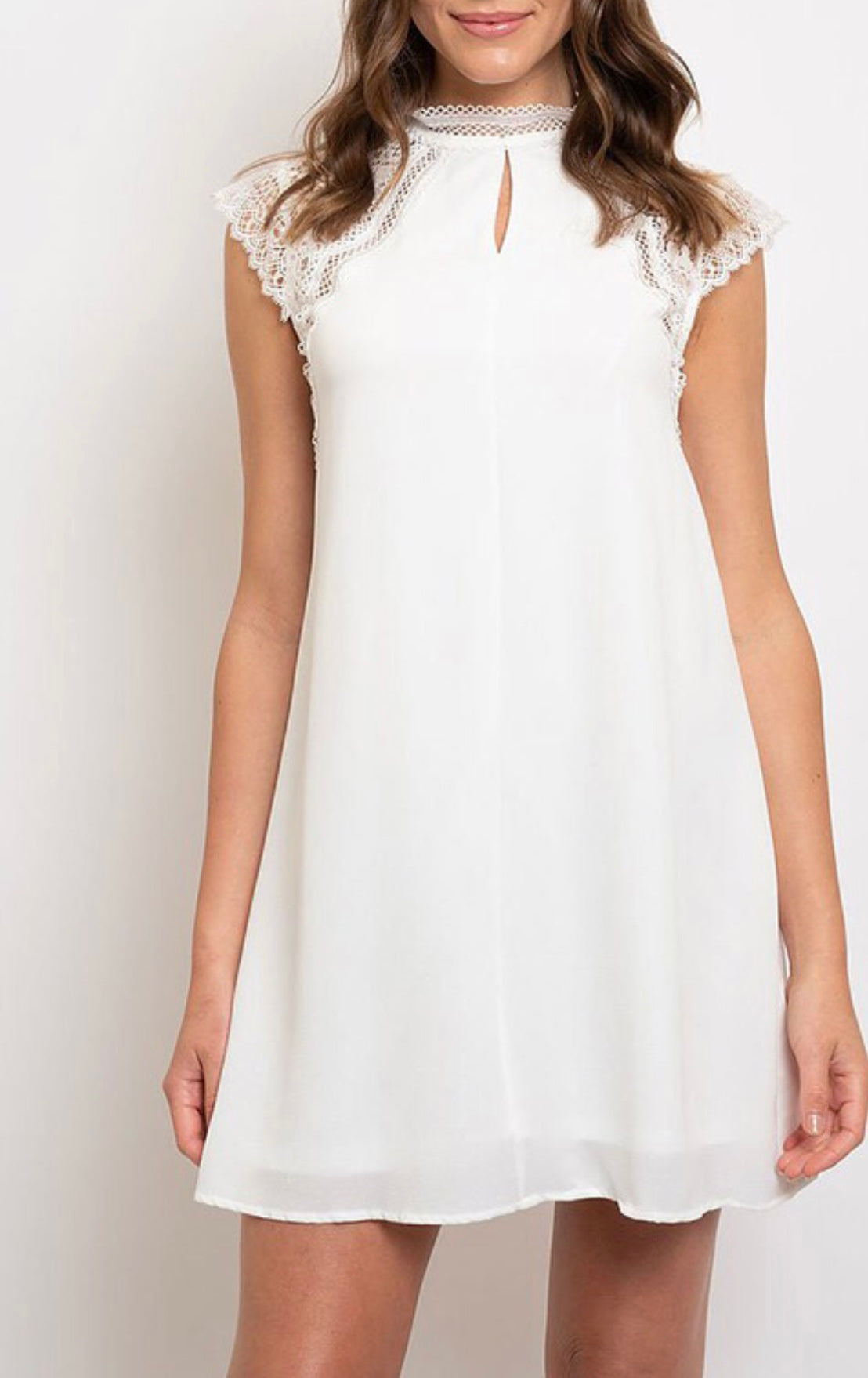 Lace Sleeve White Dress